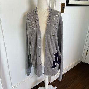 Furst of a Kind Lacoste Distressed Varsity Cardigan Sz L